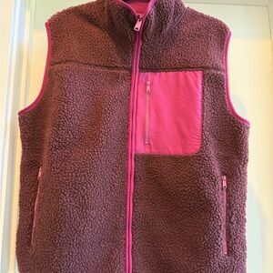 Eddie Bauer Pink and Maroon Fleece Vest